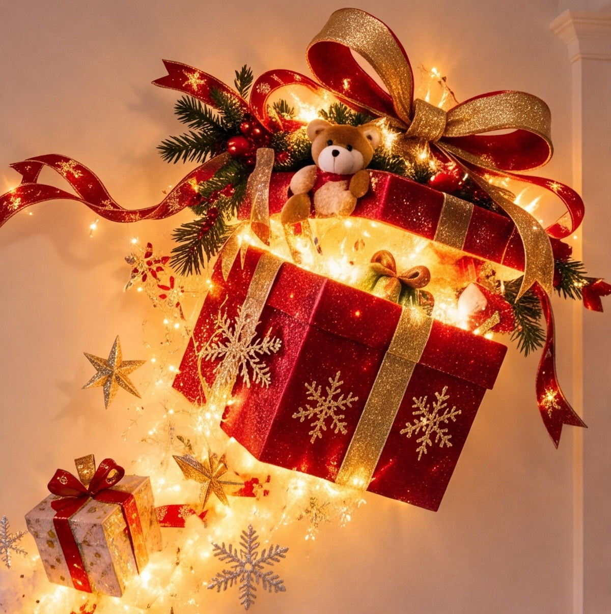 Close-up of the gift box topper