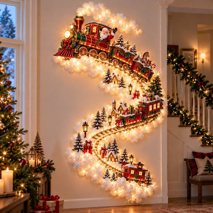 Train Jingle Trail Christmas wall light