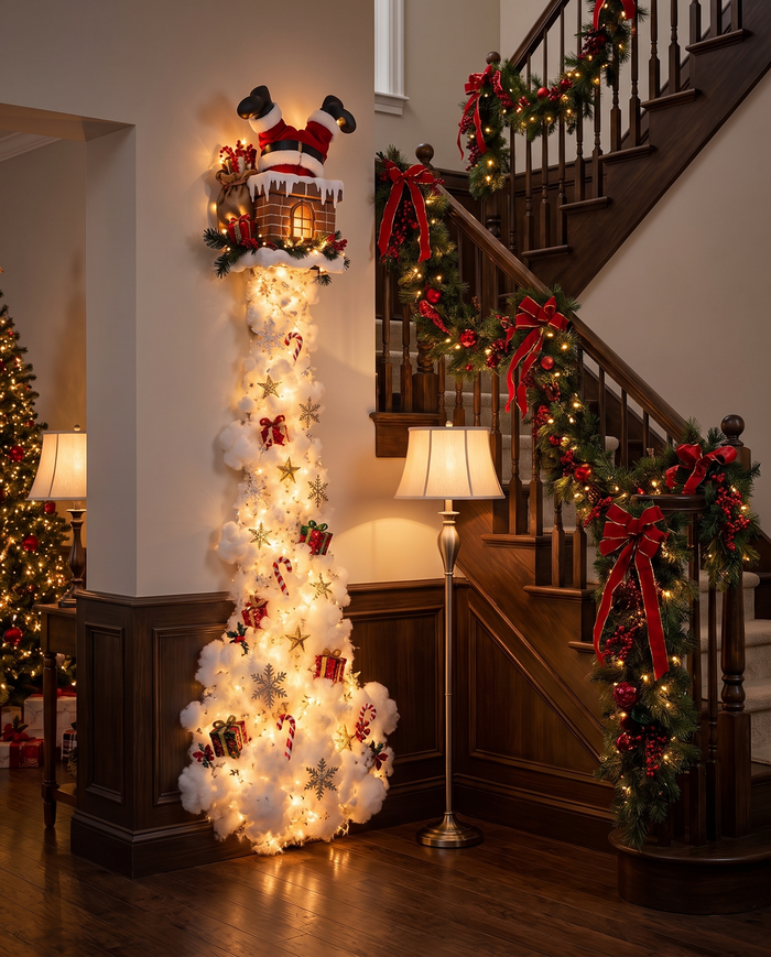 Santa | Jingle Trail Christmas wall light beside a staircase