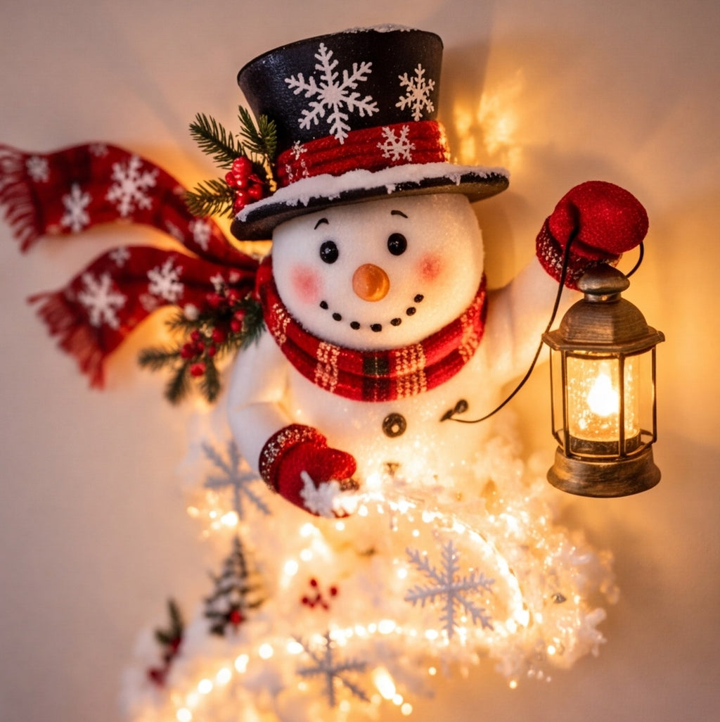 Snowman | Close-up of the snowman topper with lantern