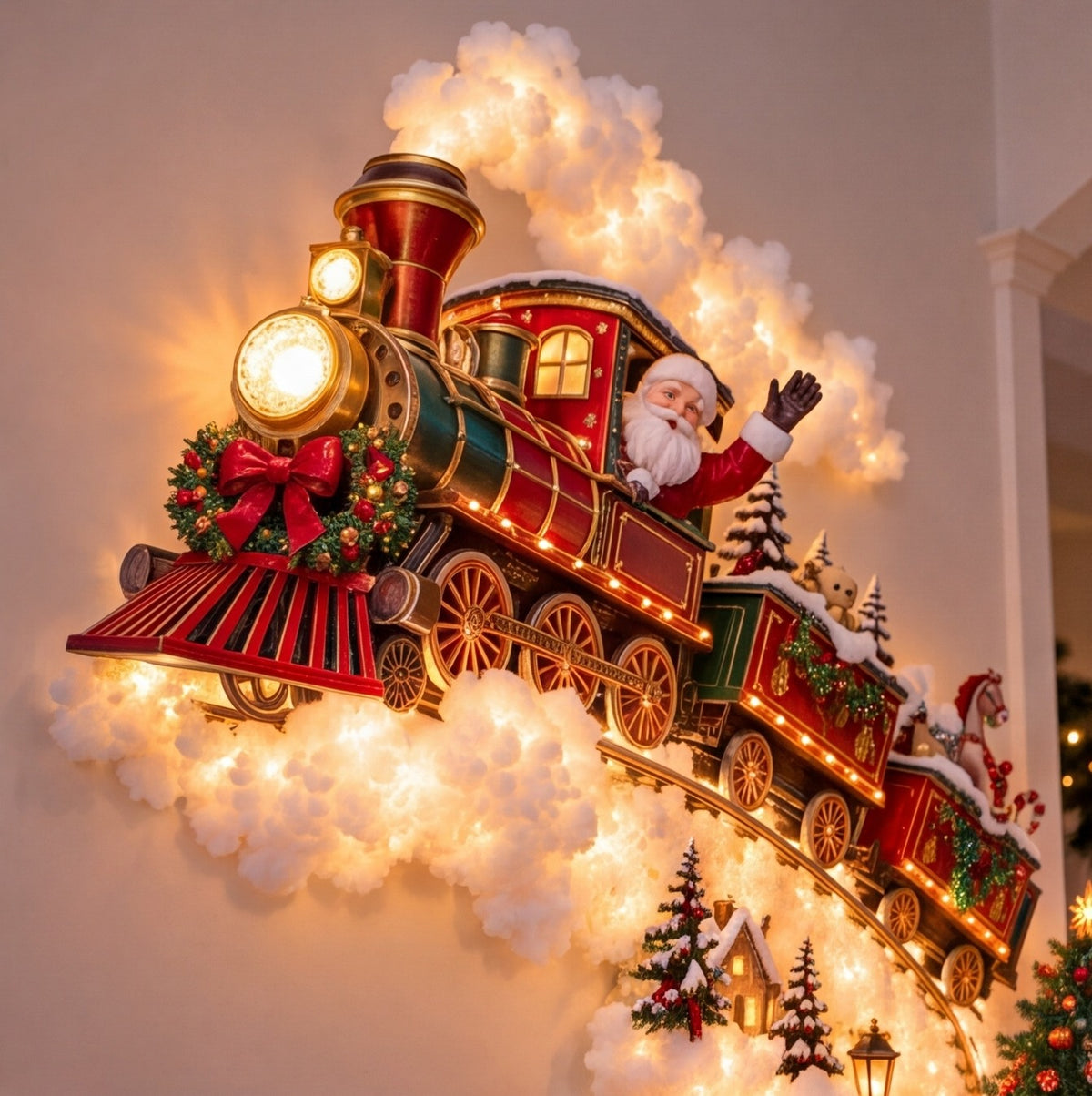 Train | Close-up of the Christmas train with Santa